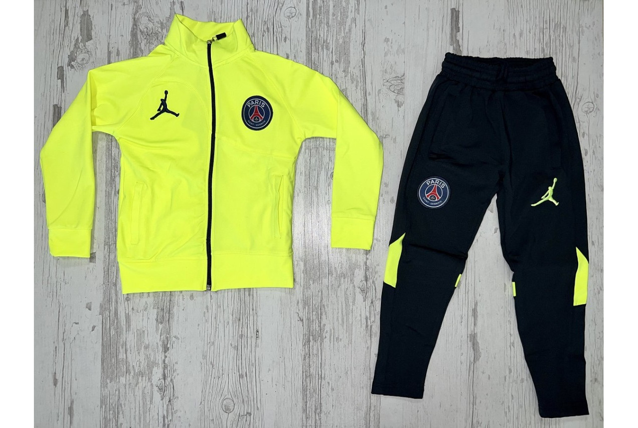 Детски футболен екип Paris Saint Germain електриково зелено и черно 8106